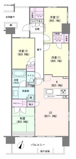 リビオ武蔵浦和ザ・レジデンス-1-間取図(平面図)