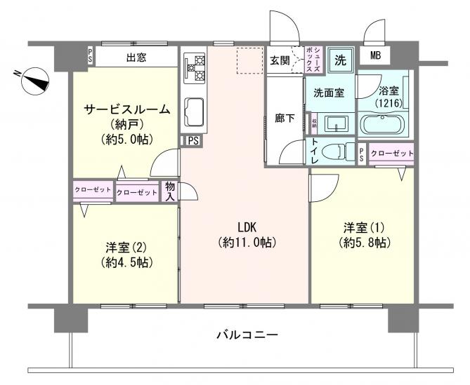 ライフピア与野ステーションサイド-1-間取図(平面図)