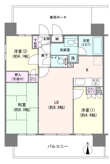 マイキャッスル川口並木町-1-間取図(平面図)