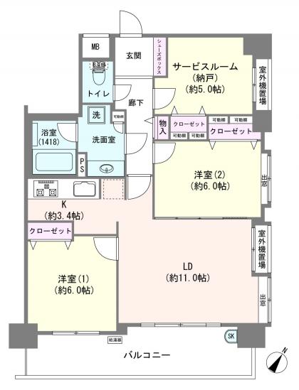 サンデュエル川口並木-1-間取図(平面図)