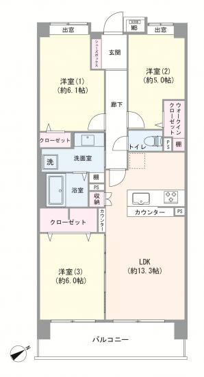 ゼファー武蔵浦和-1-間取図(平面図)