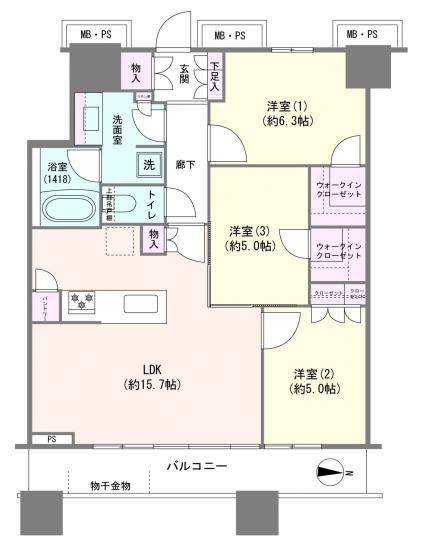 グランドミッドタワーズ大宮　フォレストタワー-1-間取図(平面図)