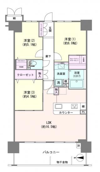 ルネ川口アグリア-1-間取図(平面図)
