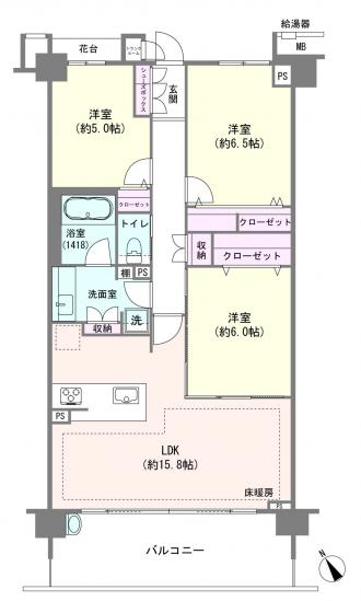 コンフィール武蔵浦和-1-間取図(平面図)