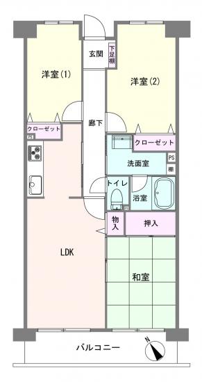 朝日プラザ鳩ケ谷クレセント-1-間取図(平面図)