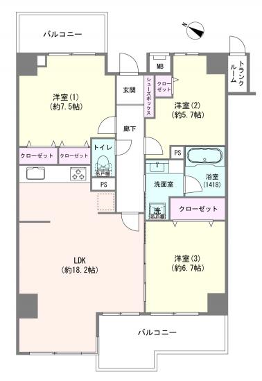 ライオンズガーデン西浦和-1-間取図(平面図)