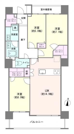 リビオタワー川口ミドリノ-1-間取図(平面図)