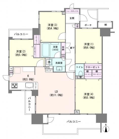 クレアシティ川口本町-1-間取図(平面図)