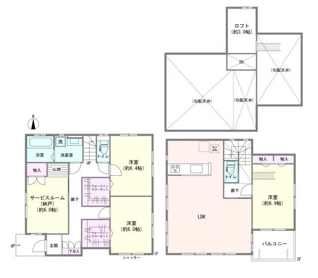 川口市並木四丁目中古戸建-1-間取図(平面図)