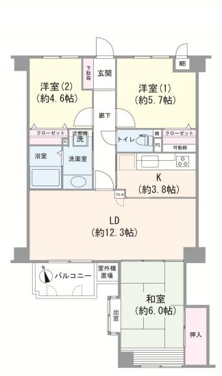 コスモ西川口アンソレール-1-間取図(平面図)