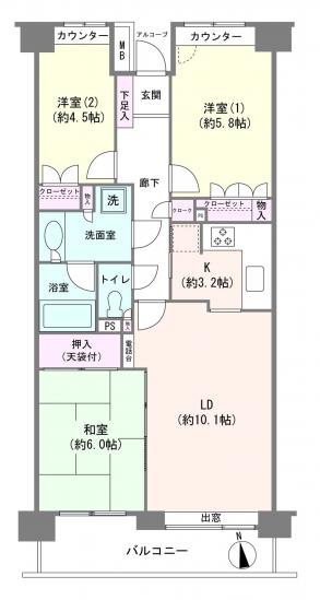 川口根岸パーク・ホームズ弐番館-1-間取図(平面図)