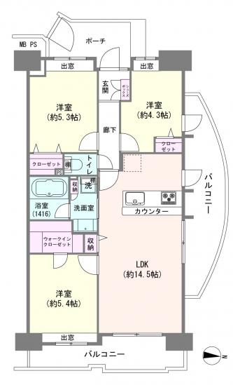 ハイラーク戸田公園-1-間取図(平面図)