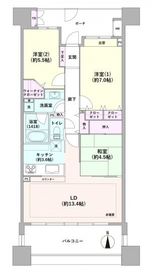 リボンシティレジデンス　ウエストアリーナ-1-間取図(平面図)