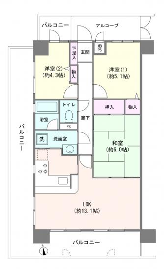 マートルコート川口-1-間取図(平面図)