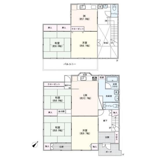 川口市東領家二丁目中古戸建-1-間取図(平面図)