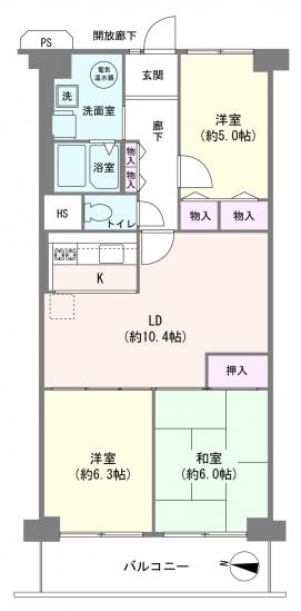 鳩ヶ谷スカイハイツ-1-間取図(平面図)