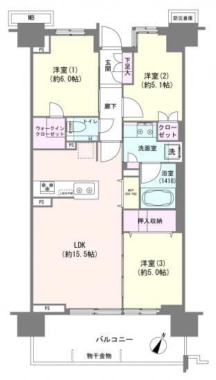 プラウド浦和常盤テラス-1-間取図(平面図)