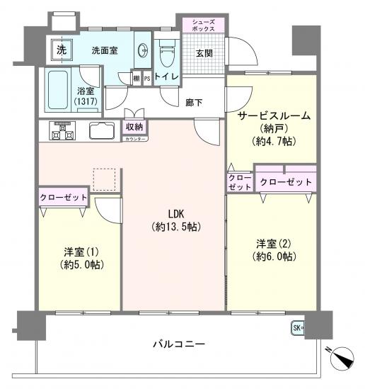 サンデュエル川口並木-1-間取図(平面図)