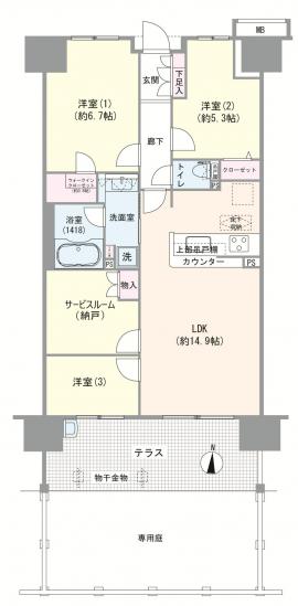 川口ティーブルー-1-間取図(平面図)