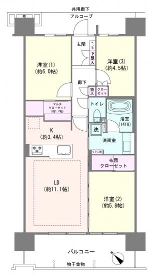インプレスト川口青木-1-間取図(平面図)