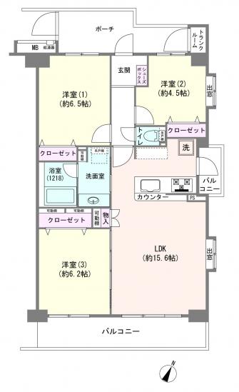 メイツ武蔵浦和ガーデン-1-間取図(平面図)