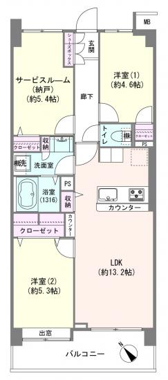 与野本町第２ローヤルコーポ-1-間取図(平面図)
