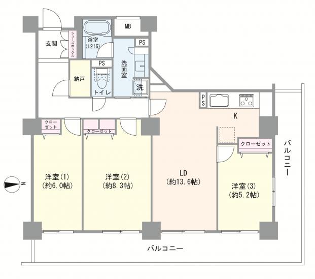 リプレ川口一番街　１号棟-1-間取図(平面図)
