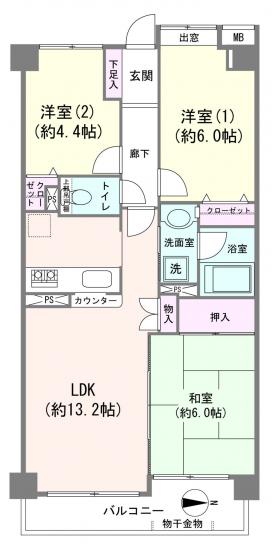 コスモ南浦和クレスト-1-間取図(平面図)