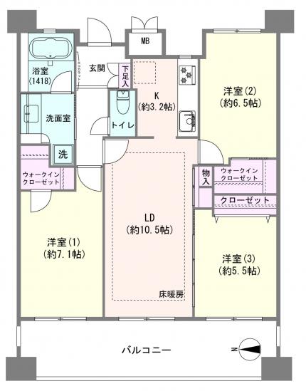 グランレーヴ川口-1-間取図(平面図)