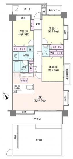 ルイシャトレ川口-1-間取図(平面図)