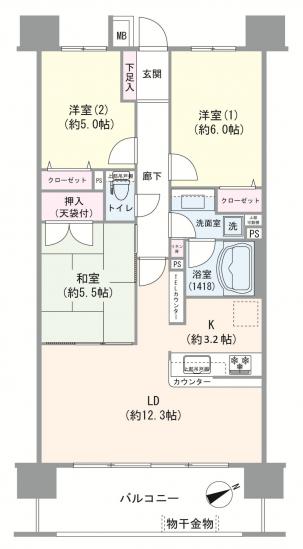 フェローネ・ザ・マークス-1-間取図(平面図)