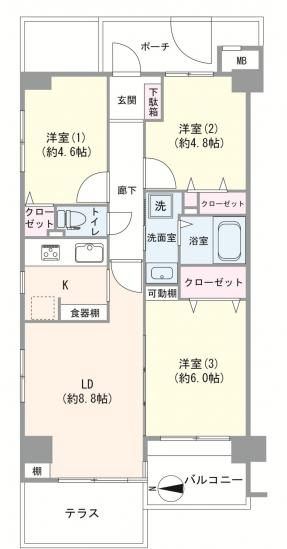 ベルクール南浦和-1-間取図(平面図)