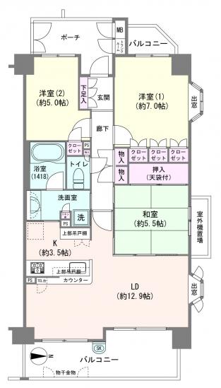 アーデル武蔵浦和ファシーノ-1-間取図(平面図)