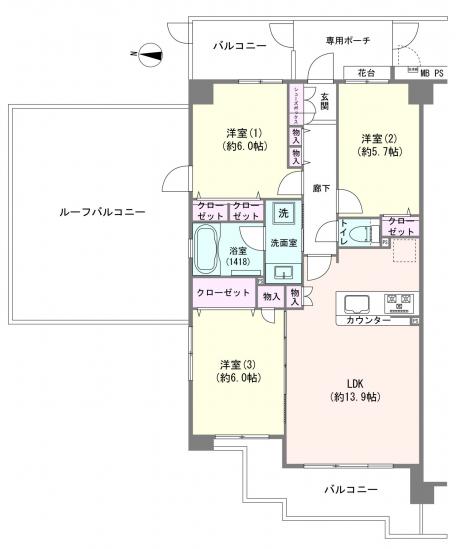 クリオ南与野壱番館-1-間取図(平面図)