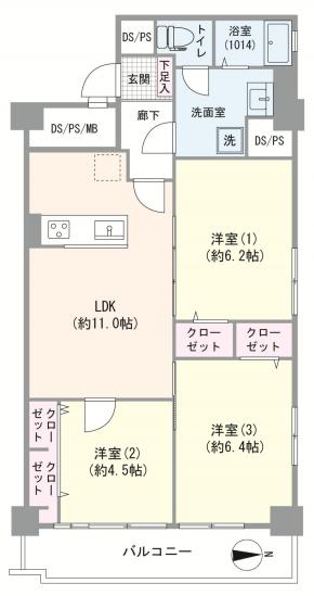 川口サマリヤマンション-1-間取図(平面図)
