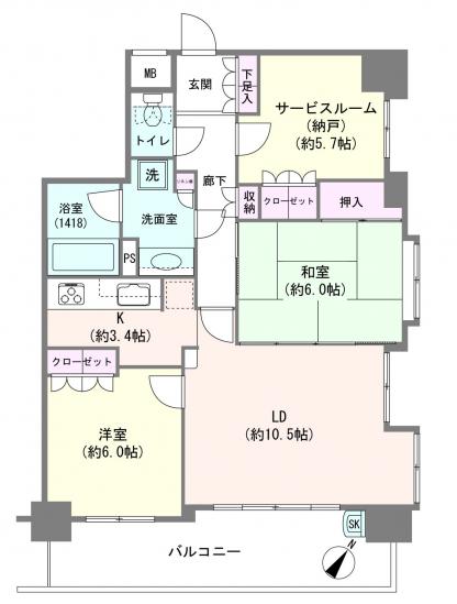 サンデュエル川口並木-1-間取図(平面図)