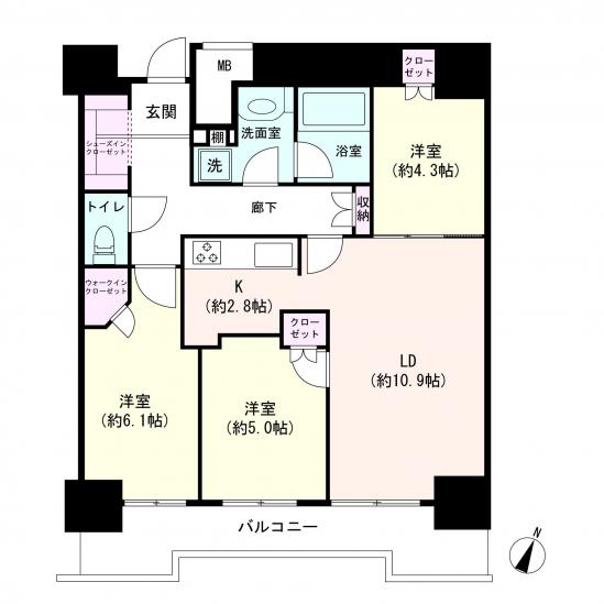 シティタワー蕨-1-間取図(平面図)