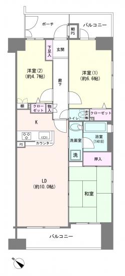 クリオ西川口　参番館-1-間取図(平面図)