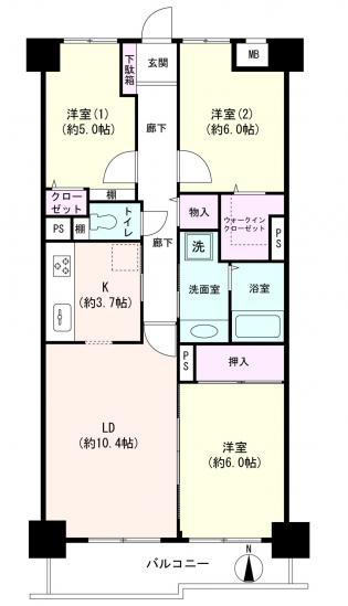 グランドヴィラ津田沼-1-間取図(平面図)