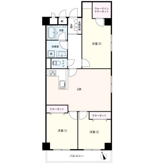 市川ハイツＢ棟-1-間取図(平面図)