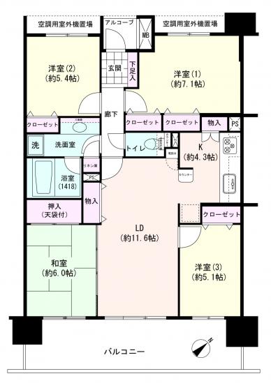 レクセルマンション幕張ブリーズ-1-間取図(平面図)