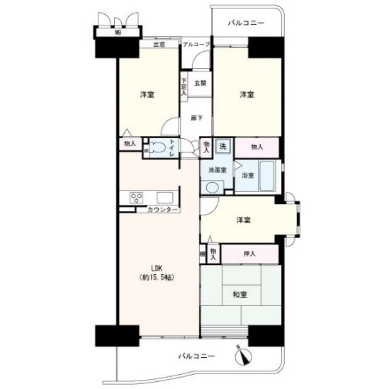谷津パークタウン三番街３ー１ー４６号棟-1-間取図(平面図)