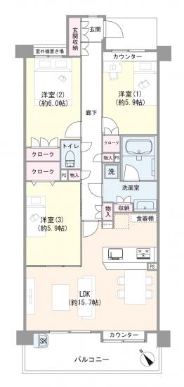 船橋本町パーク・ホームズ-1-間取図(平面図)