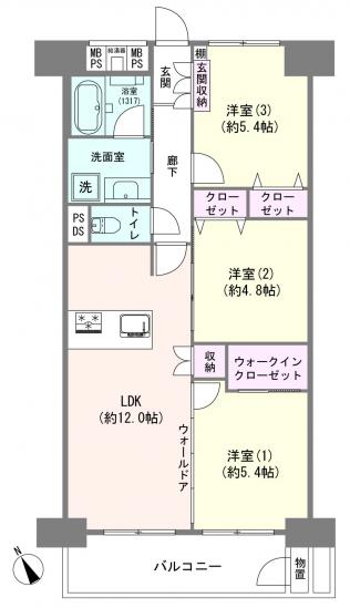 市川パークハウスＢ棟-1-間取図(平面図)