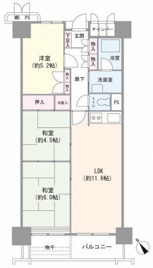 行徳ハイム 3号棟-1-間取図(平面図)