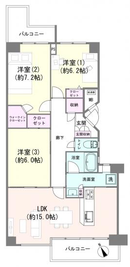 グランドメゾン津田沼-1-間取図(平面図)