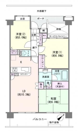ローズガーデン浦安フィネス-1-間取図(平面図)