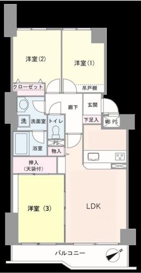 ライオンズマンション津田沼-1-間取図(平面図)