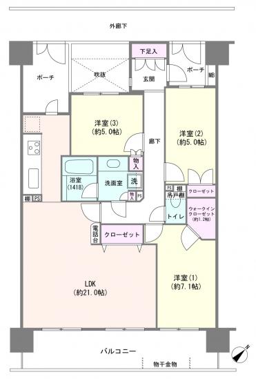 ガーデナヴィルマグノリア市川妙典-1-間取図(平面図)
