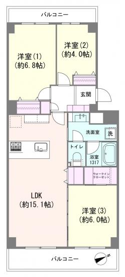 コスモ市川パサージュ-1-間取図(平面図)
